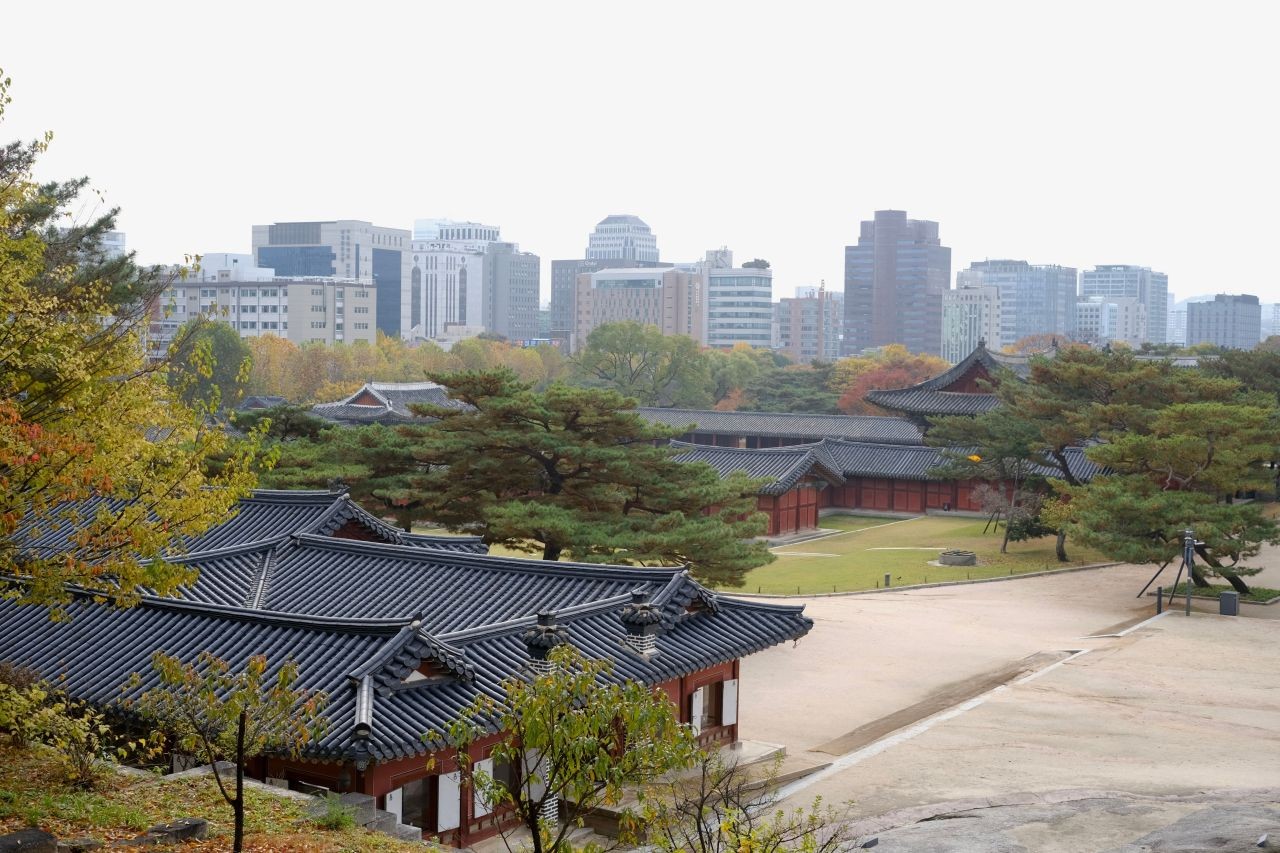 Changgyeonggung Palace in November with autumn trees